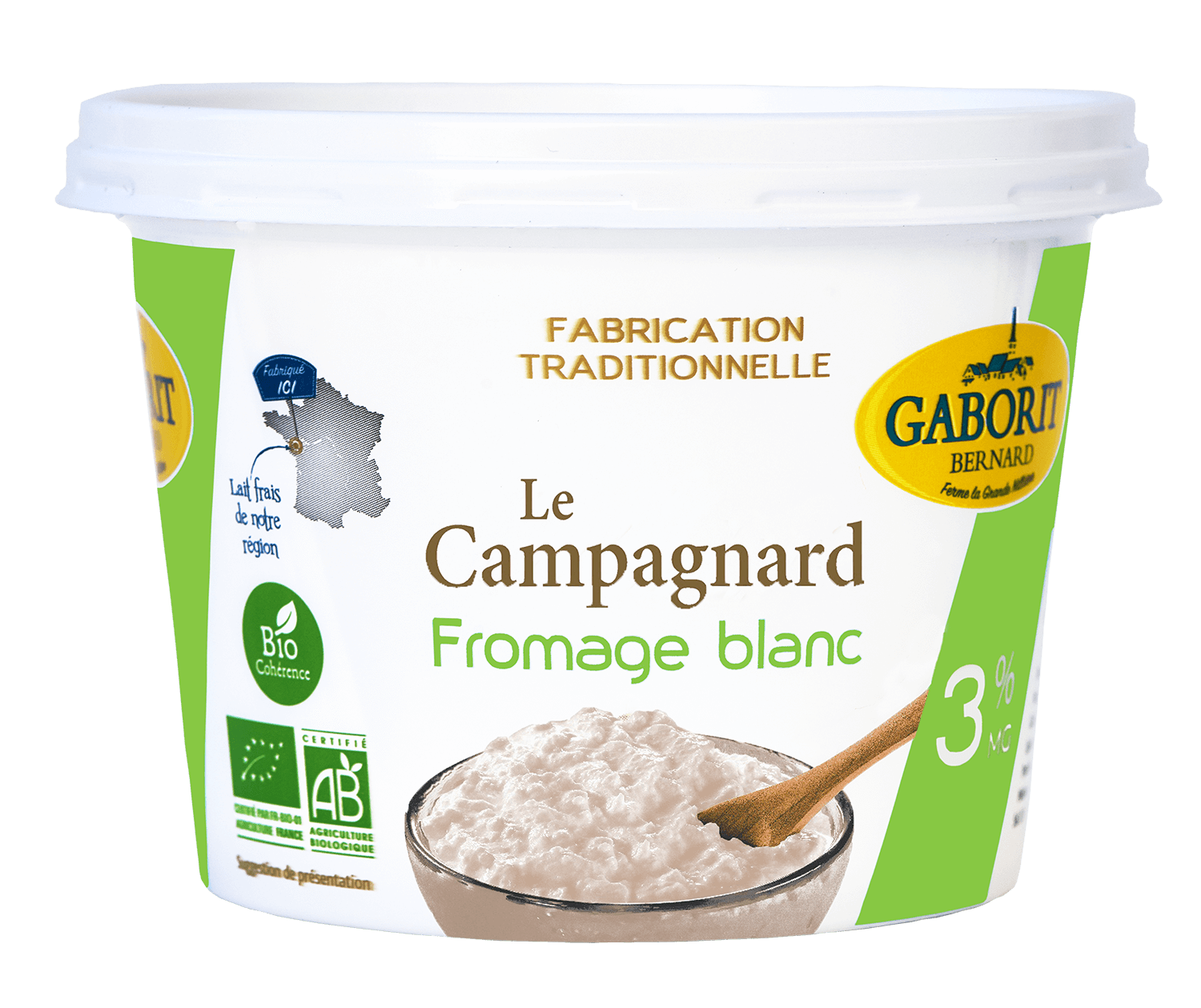 Gaborit Fromage blanc Campagnard 3% bio 500g